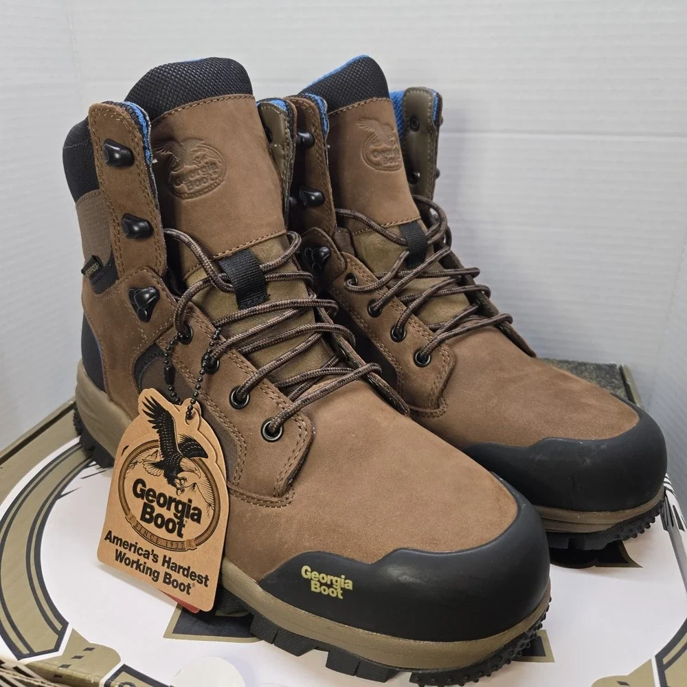 NWT Georgia Boots Mens 9M Blue Collar Ergo Safety Toe Waterproof Work Hiking‎